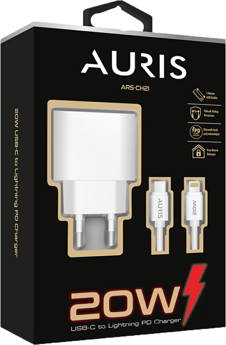 AURİS CH21 20W Lightning Şarj Seti 100cm iPhone Uyumlu